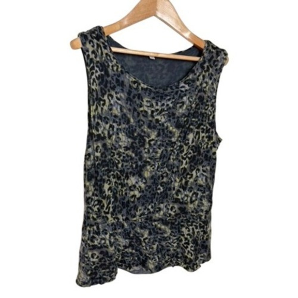Halogen Womens Grey Leopard‎ Animal Print Sleeveless Peplum Blouse Top Size M